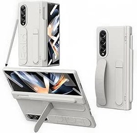 Resim Samsung Galaxy Z Fold 3 Kılıf ile Uyumlu S Kalem Tutucu ve Menteşe Koruyucu ve Çizilmez Ekran Koruyucu Kılıf Tam Gövde Darbeye Dayanıklı Koruyucu Telefon Kılıfı zy (Beyaz) 