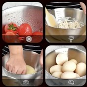 Resim 3 adet, Mutfak Malzemeleri, Servis Malzemeleri, Dayanıklı Paslanmaz Çelik Karıştırma Kapları, Salata Kapları Kolay Hazırlık ve Depolama İçin 