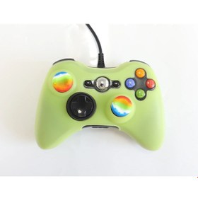 Resim Açık Sarı-silikon Koruyucu Kılıf Xbox 360 Gamepad İçin Xbox 360 Denetleyicisi İçin Kauçuk Kabuk Cilt + 2 Başparmak Sapları Caps 