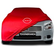 Resim ULTRASHOP Nissan Maxima 7 A35 (2004 - 2014) Kırmızı Kumaş Araba Branda Logolu Penye Oto Branda 