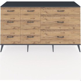 Resim Kronos Konsol 9 Çekmeceli 176x59x99 Antrasit-antrasit/çam Antrasıt/atlas Çam - Antrasıt 