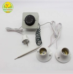 Resim Termostat Kontrollü Sabit 2 Duyu Seti Kümes Kulübe Isıtma Sistemi 