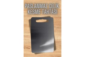 Resim Feyza Design Paslanmaz Çelik Kesme Tahtası, Antibakteriyel, Kaliteli, 30X20, Tek Adet 