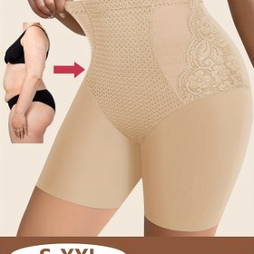 Resim MIOTAN Kadınlar için Yüksek Bel Karın Kontrol Şortları - Nefes Alabilen Mesh & Dantel Tasarım, Artı Boyut S-XXL, Günlük Konfor İçin Zarif Bej Opak Olmayan İç Çamaşırı, Yüksek Bel Karın Kontrolü İç Giyim, Şekillendirici İç Çamaşırları, Dikişsiz Rahatlık, Yumuşak Kumaş, Şekillendirici Külotlar, Yazlık Temeller 