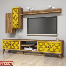 Resim Variant Class Tv Ünitesi Ceviz - Sarı 