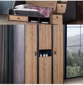 Resim Ranza, Doğa Ranza Karyola 3 Kapaklı Dolap 90 X 190 CM 