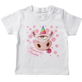 Resim Angemiel Baby Komik Unikorn Inek Erkek Bebek Tişört Beyaz B0187MDBBKETSRT 