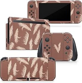 Resim TACKY DESIGN Nintendo Switch Cilt ile Uyumlu Pampas Kaplaması, Kahverengi Vinil 3 m Çıkartma Çıkartmaları Tam Kapak 