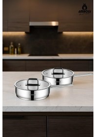 Resim Nova 4 Parça Paslanmaz Çelik Cam Kapaklı Tava 22-26 Cm Gümüş 