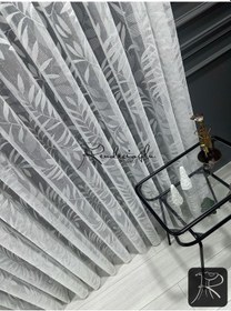 Resim Tül Perde Örme Kumaş Yoğun Dokulu, Ütü İstemeyen Yapı-sarmaşık Ekru 