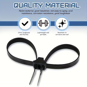 Resim 20 Adet Ağır Hizmet Tipi Çift Kilitli Kablo Bağları - Kendinden Kilitli, Yüksek Çekme Dayanımı Siyah Naylon Tel Bağları İç ve Dış Mekan Kullanımı İçin, Çift Başlı, Kablo Bağları 