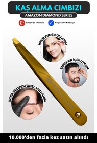 Resim Magic Lash Profesyonel Amazon Elmas Taşlı Kaş Bıyık Alma Cımbız 