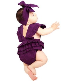 Resim Kız Bebek Mor Pamuklu Salopet Bandana Takım Tkm-0035 Mor 