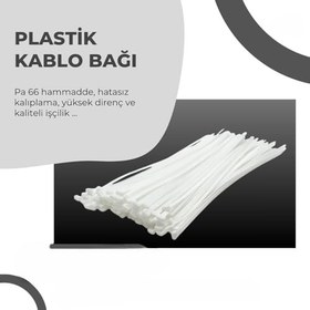 Resim Orret Home 100 Adet Kablo Bağı Seti, Amerikan Kelepçesi, Cırt Elektrik Kablo Bağı, Dayanıklı ve Çok Yönlü Kullanım için İdeal, Organizasyon ve Düzenleme (Beyaz, 3.6x370mm) 