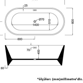 Resim Bağımsız Küvet | Ayvalık | Sanacryl - Lacivert / 79x177 / 1 Kişilik 