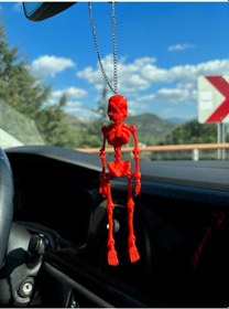 Resim İskelet Ayna Süsü Kırmızı Araba Süsü 