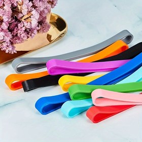 Resim 10 adet Ekstra Güçlü Silikon Lastik Bantlar - Dayanıklı ve Esnek Çok Renkli Elastik Sarma Bantları Ofis, Dış Mekan Ekipmanları, Hediye Paketleme için Büyük Boy 
