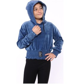 Resim Toontoy Kids Toontoy Kız Çocuk Kapüşonlu Kadife Sweatshirt İndigo 