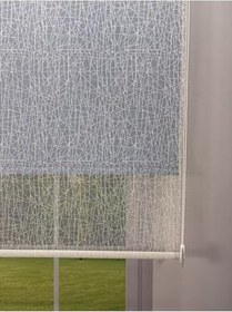 Resim donatti perde OLYMPOS Serisi - Kırçıl Desenli Çift Mekanizmalı Beyaz Tül Mavi Stor Perde 230 x 200 
