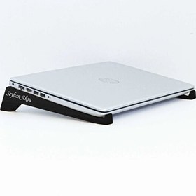 Resim Kişiye Özel Taşınabilir Ahşap Siyah Notebook Laptop Standı 