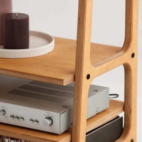 Resim Woodesk Vinilo Ahşap, 114X50, Tik Renk, Kitaplık ve Pikap Standı CPT4672-50 