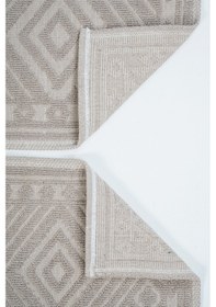 Resim Banyo Pamuk Paspas Seti, Kaymaz Taban, Şık Ve Dayanıklı 60x100 / 60x50 Ölçülerinde Kilim Bukle Set Bej 