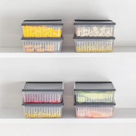 Resim 1101 4 Lü Dikdörtgen No-Frost Derin Dondurucu Çok Amaçlı Yiyecek Saklama Kabı Seti 