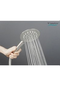 Resim T-May Sardes Yuvarlak El Duş Seti Başlığı Tasarruflu Paslanmaz Ma Krom 