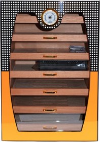 Resim Cohiba Sarı-gri Nokta Desenli 7 Çekmeceli Sedir Humidor Puro Kutusu - Tr8793 