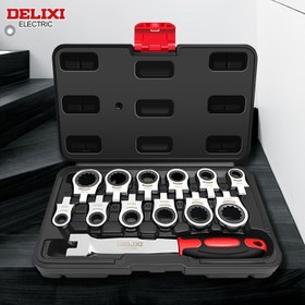 Resim Delixi Elektrikli 12'si 1 Arada/6'sı 1 Arada Değiştirilebilir Başlıklı Ratchet Soket Anahtar Ayarlanabilir Başlıklı Ratchet Anahtar Hızlı Anahtar Seti 