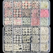 Resim Kadınlar için 3D Tırnak Şansları Seti 3, Beyaz ve Pembe Tırnak Kurdeleleri + Çeşitli İnci Kalp Yıldız Ay Kurdeleli Sevimli Tırnak Takıları + 3D Çiçek Şansları ve Tırnak İncileri 
