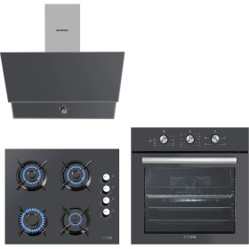 Resim Kumtel Kristal Antrasit Ankastre Set (DA6-830 Davlumbaz - KO-40 TAHDF Ocak - B66 - Sf2 Fırın) 
