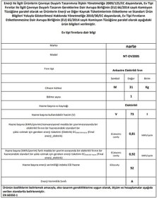 Resim Narte OV200S 73 L Ankastre Fırın 