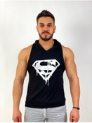 Resim BLACK - Superman Kapşonlu Fitness Atleti 