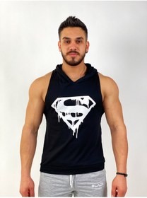 Resim BLACK - Superman Kapşonlu Fitness Atleti 