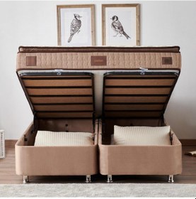 Resim Nironyatak Niron Rama Baza Ve Başlık Seti 150X200 Cm Çift Kişilik Sütlü Kahv 