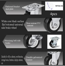 Resim Dashanshop 4 Adet Sessiz Fren Tekerlek Beyaz Göbekli Siyah Yüzeyli Düz Kenarlı Mobilya Ve Ofis 