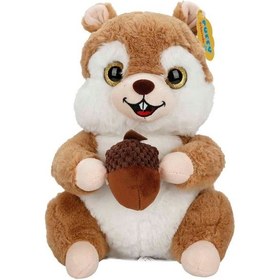 Resim Peluş Sincap Fındık Tutan Sincap 30 Cm - Uyku Ve Oyun Arkadaşı Peluş Oyuncak - Bej Çok Renkli 