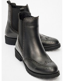 Resim Kadın Kalın Taban Chelsea Casual Bot Gerçek Deri Br 66185 Siyah Null Siyah 