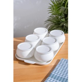 Resim Mediterian 6'lı Porselen ve Silikon Kapaklı Kahvaltılık Seti, şık ve kullanışlı tasarım 