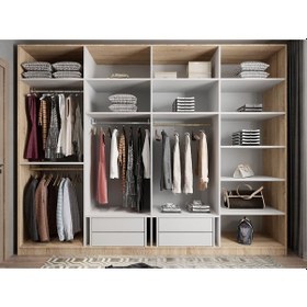 Resim Hugo 8 Kapaklı Dolap Gardırop Meşe Beyaz 