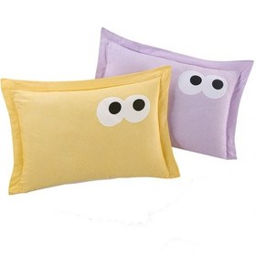 Resim Pes Lastikli Çarşaf Seti Çift Kişilik Funny Düzboya Lila-sarı Lila-sarı 