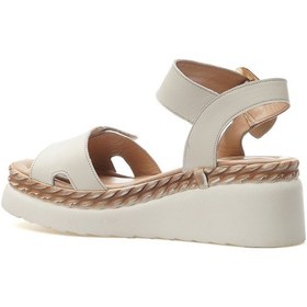 Resim Venüs Kadın Hakiki Deri Dolgu Topuklu Günlük Sandalet 25y 2512303y Z Bej Bej 