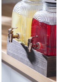 Resim Acar Dominic 2 Li Ahşap Standlı Cam Sebil - 3 Lt Şeffaf 