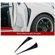 Resim Chuangyinshop Siyah 2 Parça Abs Köpekbalığı Solungaçları Çamurluk Etekleri Yapışkanlı Araç Dış Modifiye 