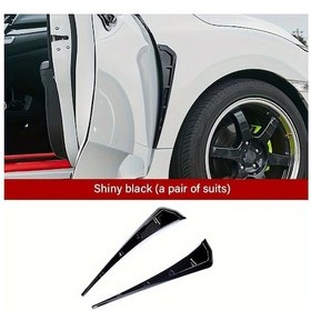 Resim Chuangyinshop Siyah 2 Parça Abs Köpekbalığı Solungaçları Çamurluk Etekleri Yapışkanlı Araç Dış Modifiye 