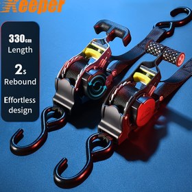 Resim Güçlü Gerdirgecili Siyah Otomatik Geri Çekilebilir Yük Kayışları, 3.0 Yeni Yükseltilmiş Versiyon - Ultra Dayanıklı Naylon Malzeme, Paslanmaz, Kaymaz, Aşınmaya Karşı Dirençli, Montaj Gerektirmez, Mükemmel Tatil Hediyesi 