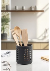 Resim Füme Silindir Dik Kaşıklık & Tezgah Üstü Düzenleyici & Servis Standı Şeffaf 