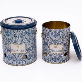 Resim Evle Patates Soğan Saklama Kabı 2 li Set, Azulejos 