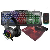 Resim Rampage Km-404 Argentı Rainbow Aydınlatmalı Usb Gaming Combo Q Klavye + Kulaklık + Mouse + Mousepad Optik 